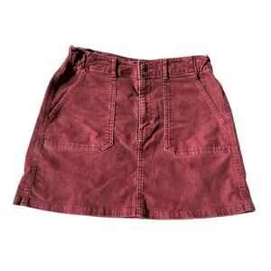 American Eagle Super Stretch Burgundy Corduroy Mini Skirt Size: 8